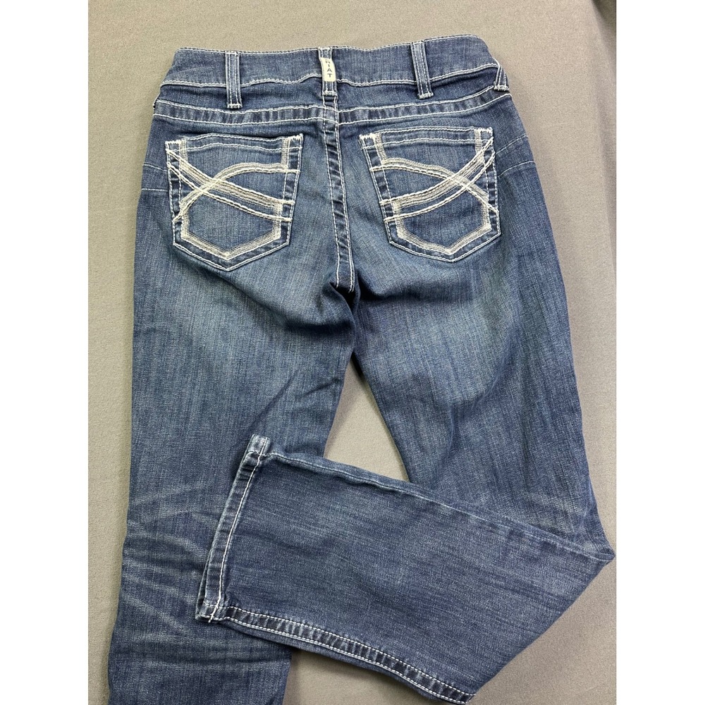 Ariat REAL Denim‎ Women's Straight Leg Jeans Dark Wash Mid Rise 28S Paisley Trim